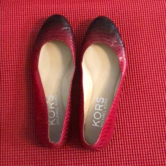 Michael Kors Shoes - Red and black snake skin Michael Kors flats
